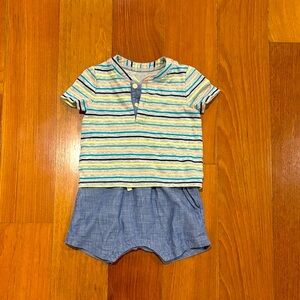 Striped GAP Baby Romper with Blue Shorts 18-24 Mo